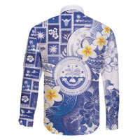 Federated States Of Micronesia Christmas Family Matching Off The Shoulder Long Sleeve Dress and Hawaiian Shirt Retro Style Bright Version - Polynesian Pride