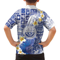 Federated States Of Micronesia Christmas Family Matching Short Sleeve Bodycon Dress and Hawaiian Shirt Retro Style Bright Version - Polynesian Pride