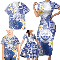 Federated States Of Micronesia Christmas Family Matching Short Sleeve Bodycon Dress and Hawaiian Shirt Retro Style Bright Version - Polynesian Pride