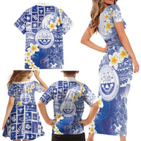 Federated States Of Micronesia Christmas Family Matching Short Sleeve Bodycon Dress and Hawaiian Shirt Retro Style Bright Version - Polynesian Pride