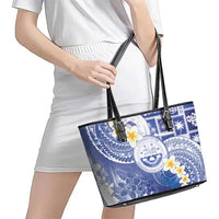 Federated States Of Micronesia Christmas Leather Tote Bag Retro Style Bright Version - Polynesian Pride