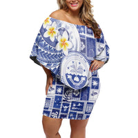 Federated States Of Micronesia Christmas Off Shoulder Short Dress Retro Style Bright Version - Polynesian Pride