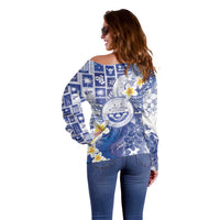 Federated States Of Micronesia Christmas Off Shoulder Sweater Retro Style Bright Version - Polynesian Pride