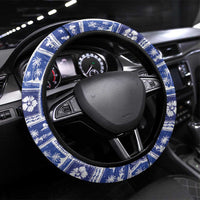 Federated States Of Micronesia Christmas Steering Wheel Cover Retro Style Bright Version LT05 Universal Fit Blue - Polynesian Pride