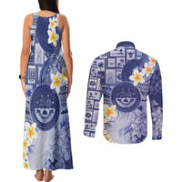 Federated States Of Micronesia Christmas Couples Matching Tank Maxi Dress and Long Sleeve Button Shirt Retro Style Dark Version - Polynesian Pride