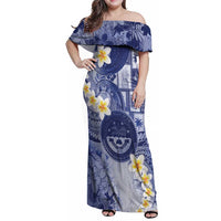 Federated States Of Micronesia Christmas Family Matching Off Shoulder Maxi Dress and Hawaiian Shirt Retro Style Dark Version - Polynesian Pride