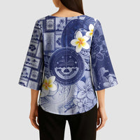Federated States Of Micronesia Christmas Kimono Sleeve Blouse Retro Style Dark Version - Polynesian Pride