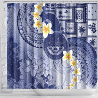 Federated States Of Micronesia Christmas Shower Curtain Retro Style Dark Version - Polynesian Pride