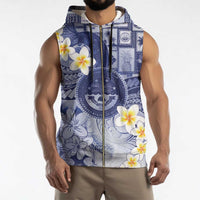 Federated States Of Micronesia Christmas Sleeveless Zip Hoodie Retro Style Dark Version - Polynesian Pride
