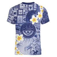 Federated States Of Micronesia Christmas Women V-Neck T-Shirt Retro Style Dark Version - Polynesian Pride