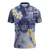 Federated States Of Micronesia Christmas Zipper Polo Shirt Retro Style Dark Version - Polynesian Pride