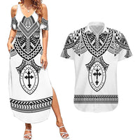 Personalised Melanesian Brotherhood Couples Matching Summer Maxi Dress and Hawaiian Shirt With Tribal Pattern - Polynesian Pride