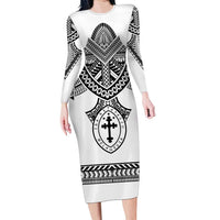 Personalised Melanesian Brotherhood Family Matching Long Sleeve Bodycon Dress and Hawaiian Shirt With Tribal Pattern - Polynesian Pride