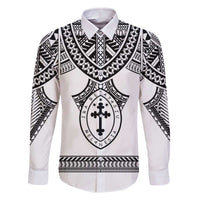 Personalised Melanesian Brotherhood Family Matching Off The Shoulder Long Sleeve Dress and Hawaiian Shirt With Tribal Pattern - Polynesian Pride