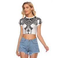 Personalised Melanesian Brotherhood Raglan Cropped T Shirt With Tribal Pattern - Polynesian Pride
