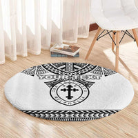 Personalised Melanesian Brotherhood Round Carpet With Tribal Pattern - Polynesian Pride