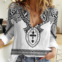 Personalised Melanesian Brotherhood Women Casual Shirt With Tribal Pattern - Polynesian Pride