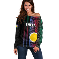 Custom Vanuatu Shefa Off Shoulder Sweater Polynesian Tribal LT6 Women Black - Polynesian Pride
