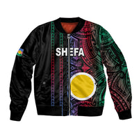 Custom Vanuatu Shefa Sleeve Zip Bomber Jacket Polynesian Tribal LT6 Unisex Black - Polynesian Pride