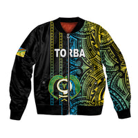 Custom Vanuatu Torba Sleeve Zip Bomber Jacket Polynesian Tribal LT6 Unisex Black - Polynesian Pride