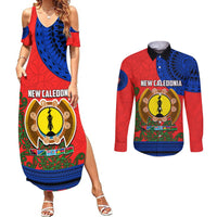 New Caledonia Couples Matching Summer Maxi Dress and Long Sleeve Button Shirts Melanesian Festival 2023 LT6 Red - Polynesian Pride