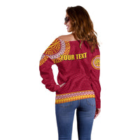 Tonga School Beulah College Off Shoulder Sweater Tribal Pattern LT6 - Polynesian Pride