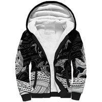 Polynesian Tribal Sherpa Hoodie with Sharks Tattoo White LT6 Unisex White - Polynesian Pride