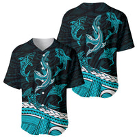 Polynesian Tribal Baseball Jersey with Sharks Tattoo Green LT6 - Polynesian Pride