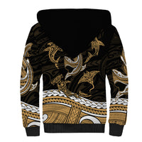 Polynesian Tribal Sherpa Hoodie with Sharks Tattoo Gold LT6 - Polynesian Pride