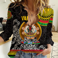 Vanuatu Women Casual Shirt Melanesian Festival LT6 Female Black - Polynesian Pride