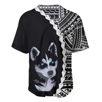 Custom Husky Dog Baseball Jersey With Polynesian Tribal Tattoo LT6 - Polynesian Pride