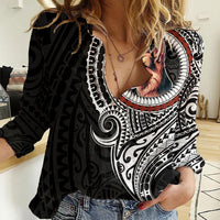 Polynesian German Shepherd Dog Women Casual Shirt Dog In My Heart LT6 Female Black - Polynesian Pride