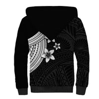 Polynesian Sherpa Hoodie With Plumeria Flower White LT6 - Polynesian Pride