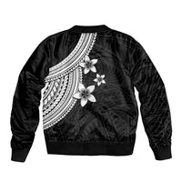 Polynesian Sleeve Zip Bomber Jacket With Plumeria Flower White LT6 - Polynesian Pride