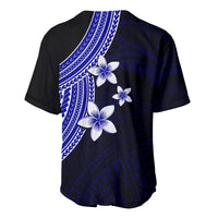 Polynesian Baseball Jersey With Plumeria Flower Blue LT6 - Polynesian Pride