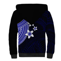 Polynesian Sherpa Hoodie With Plumeria Flower Blue LT6 - Polynesian Pride