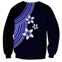 Polynesian Sweatshirt With Plumeria Flower Blue LT6 - Polynesian Pride