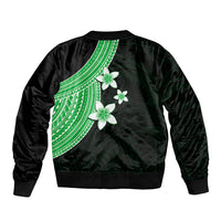 Polynesian Bomber Jacket With Plumeria Flower Green LT6 - Polynesian Pride