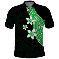 Polynesian Polo Shirt With Plumeria Flower Green LT6 Green - Polynesian Pride