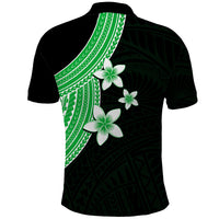 Polynesian Polo Shirt With Plumeria Flower Green LT6 - Polynesian Pride