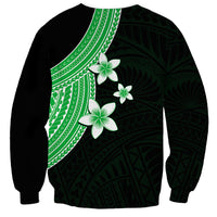 Polynesian Sweatshirt With Plumeria Flower Green LT6 - Polynesian Pride