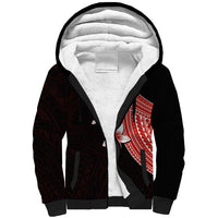 Polynesian Sherpa Hoodie With Plumeria Flower Red LT6 Unisex Red - Polynesian Pride