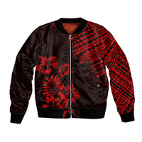 Hawaii Summer Bomber Jacket Mix Polynesian Black-Red LT6 Unisex Red - Polynesian Pride