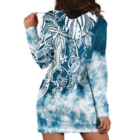 Polynesian Sea Turtle Hoodie Dress Tribal Blue LT6 - Polynesian Pride