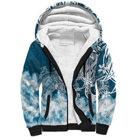 Polynesian Sea Turtle Sherpa Hoodie Tribal Blue LT6 Unisex Blue - Polynesian Pride
