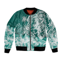 Polynesian Sea Turtle Bomber Jacket Tribal Green LT6 Unisex Green - Polynesian Pride