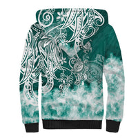 Polynesian Sea Turtle Sherpa Hoodie Tribal Green LT6 - Polynesian Pride