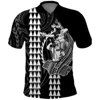 Polynesian Polo Shirt Hawaiian Warrior and Aloha Girl With Hammerhead Shark Tattoos White LT6 White - Polynesian Pride