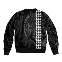 Polynesian Sleeve Zip Bomber Jacket Hawaiian Warrior and Aloha Girl With Hammerhead Shark Tattoos White LT6 - Polynesian Pride