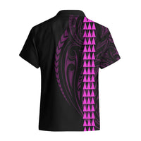 Polynesian Hawaiian Shirt Hawaiian Warrior and Aloha Girl With Hammerhead Shark Tattoos Purple LT6 - Polynesian Pride